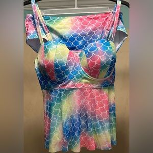 Plus Size Tie Dye Mermaid Tankini Set